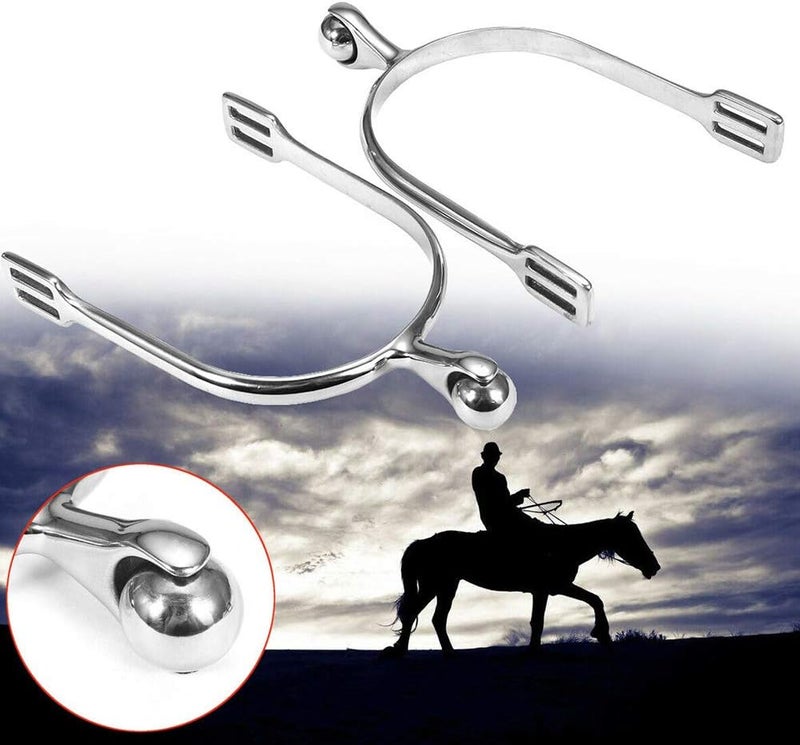 QKDS 1 Pair Horse Spurs Western Stainless Steel Spurs w/Roller Ball for Equestrian Boots Men Women Ri-der Horsemanship Lovers, Horse Riding Accessories(Size:Women Horse Spurs) - Image 4